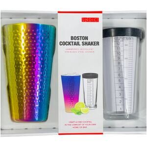 Boston Cocktail Shaker Hammered Iridescent Set NIB / Christmas Gift Idea